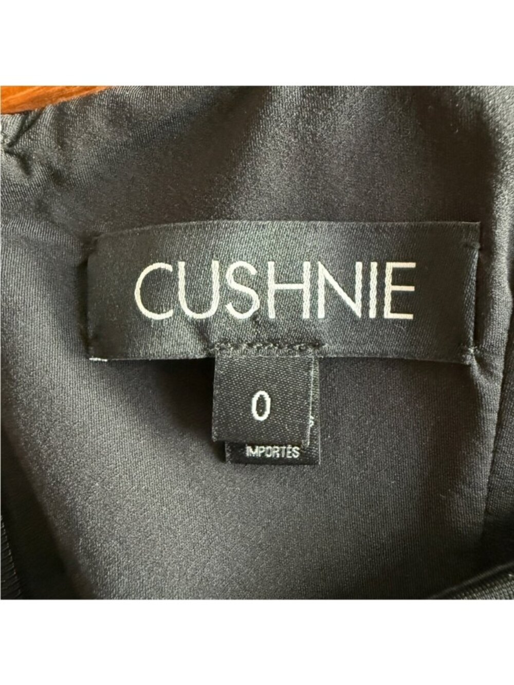 CUSHNIE Black Square Neck Ruched Side Slit Dress sz 0 - Picture 9 of 16